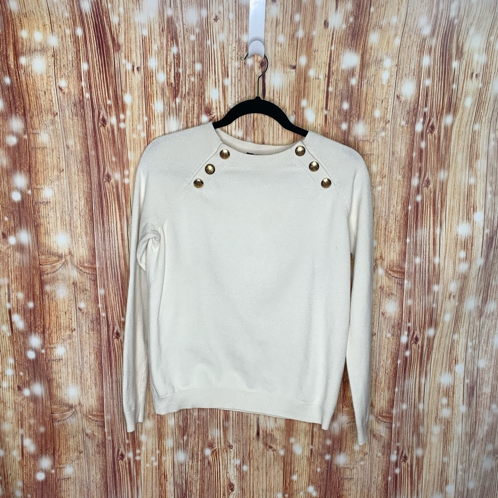 The Limited Creme Sweater with Gold Embellished Buttons Size Medium